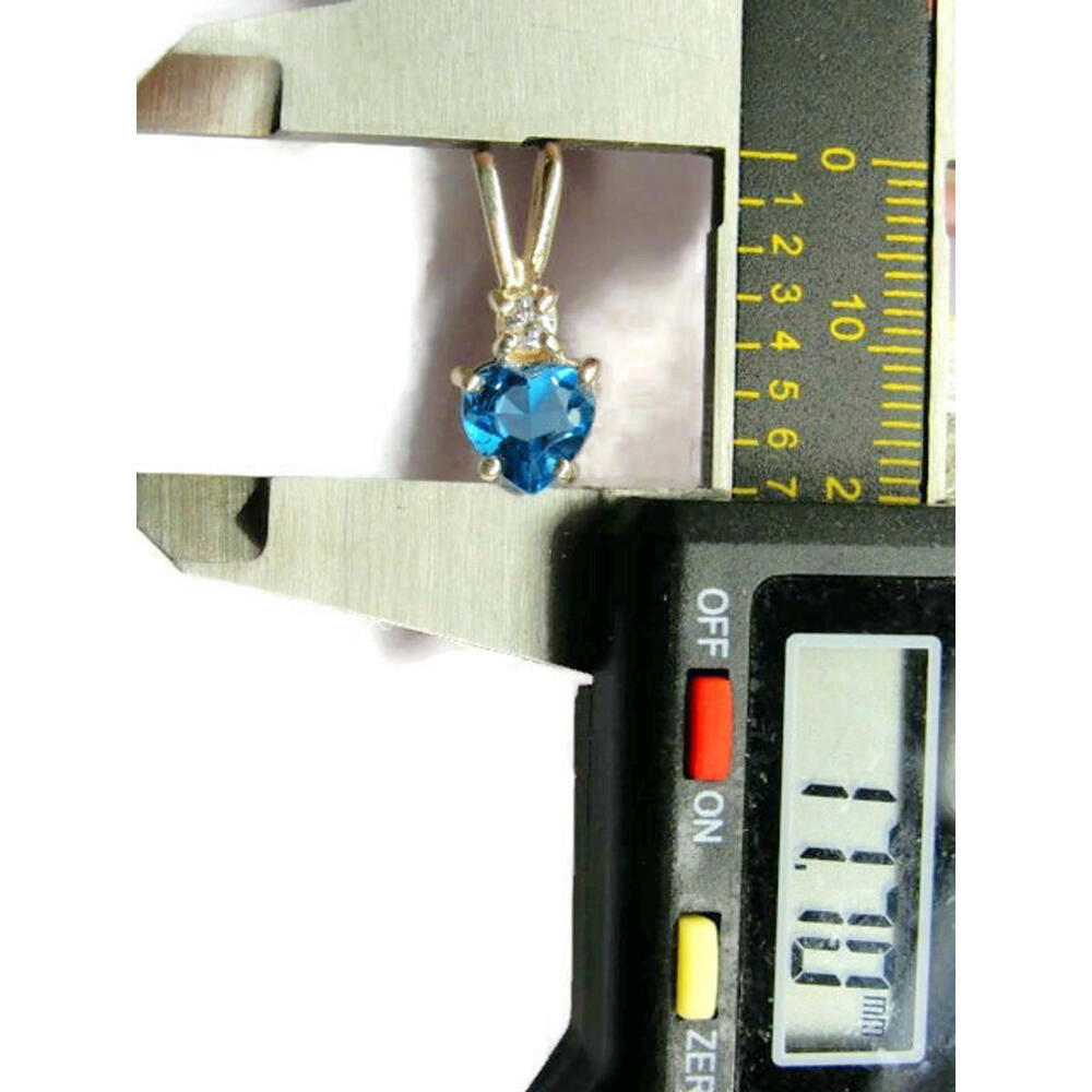 Tiny Cubic Zirconia Blue Heart Pendant Charm Vintage Sterling Silver 925 - Picture 9 of 12